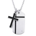 Mens Cross Dog Tag Pendant Necklace