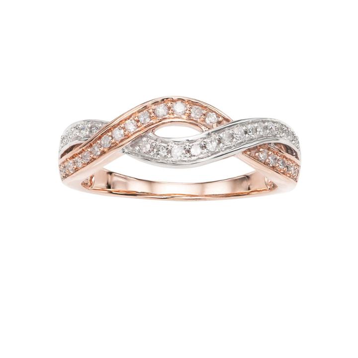 Womens 1/4 Ct. T.w. Genuine White Diamond 10k Gold Cocktail Ring