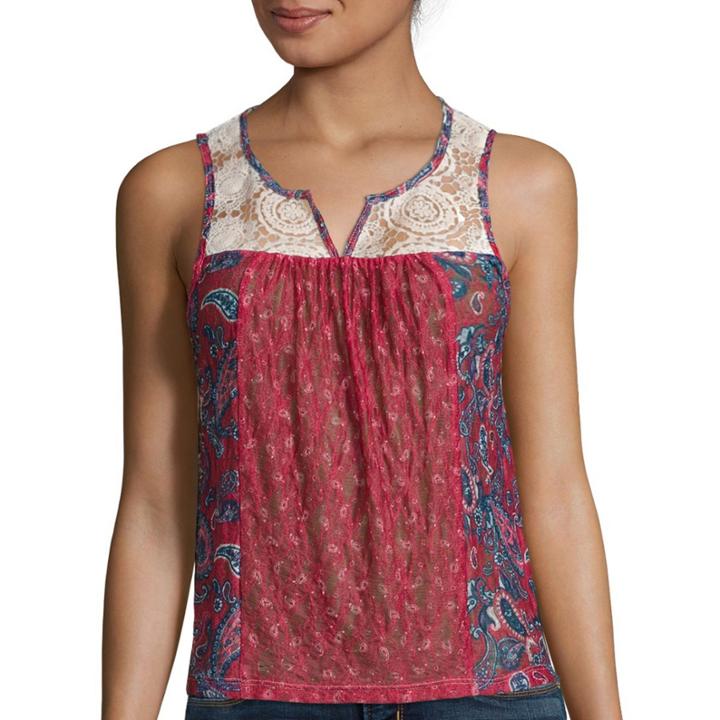 Sunset And Sixth Crochet Yoke Tank Top