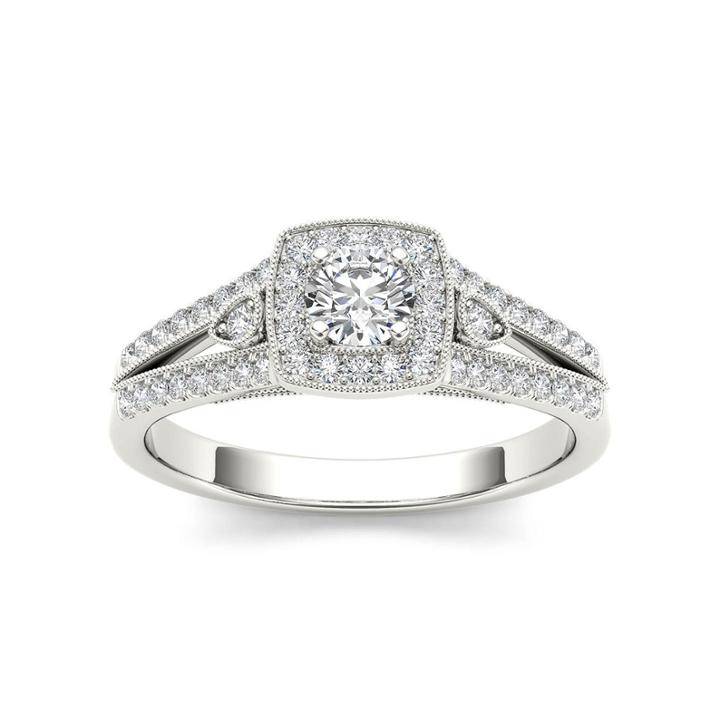Original Moxie Womens 1/2 Ct. T.w. Round White Diamond 10k Gold Engagement Ring