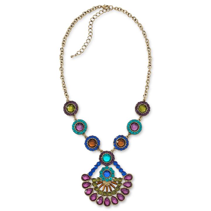 Multicolor Fan Pendant Necklace