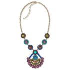 Multicolor Fan Pendant Necklace