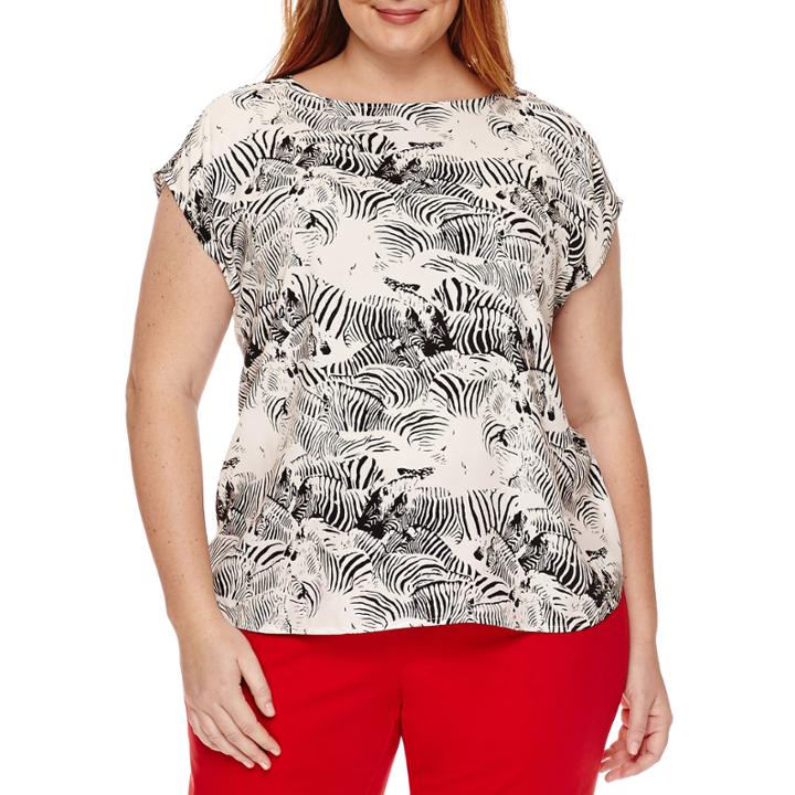 Liz Claiborne Extended-shoulder Button-back Blouse - Plus