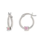 Pink Cubic Zirconia 14.6mm Hoop Earrings