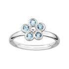 Personally Stackable Genuine Blue Topaz Flower Ring