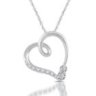 Womens 1/5 Ct. T.w. Genuine White Diamond 10k Gold Heart Pendant Necklace