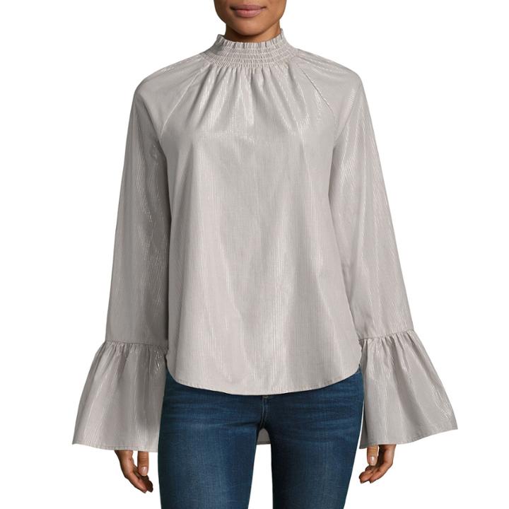 Belle + Sky Long Sleeve Shine Smock Top