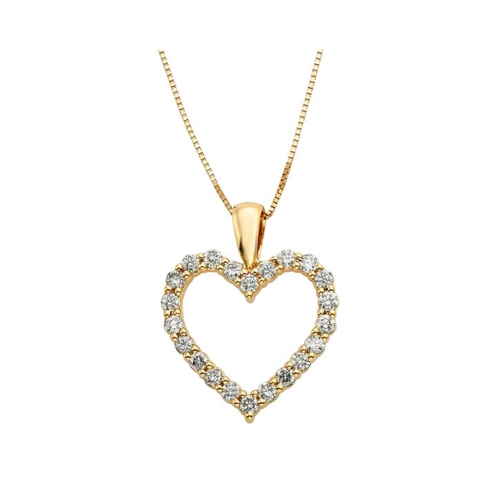 14k Yellow Gold .50 Carat Diamond Igl Certified Heart Pendant With Chain