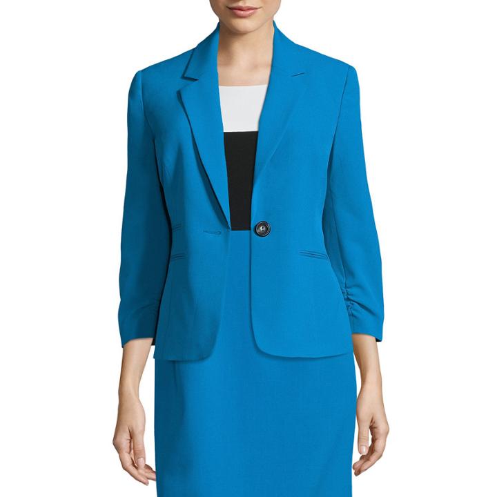 Black Label By Evan-picone Notch Collar 1-button Suit Jacket
