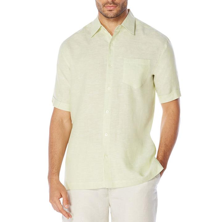 Cubavera Short Sleeve 100% Linen Cross Dye Shirt