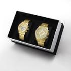 Jbw Vanquish & Vixen 1/8 Ct. T.w. Diamond Accent Unisex Gold Tone 2-pc. Watch Boxed Set-j6337bj6327d