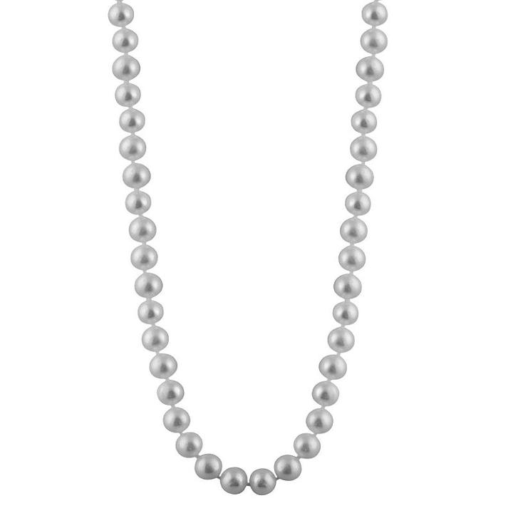 Splendid Pearls Womens 7mm Gray Cultured Freshwater Pearls 14k Gold Strand Necklace