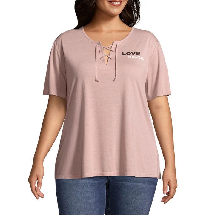 Love More Lace Up Tee - Juniors Plu