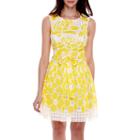 Robbie Bee Sleeveless Belted Lace Burnout Fit-and-flare Dress - Petite