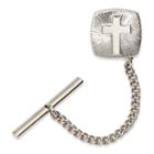 Engraved Cross Rhodium-plated Tie Tack