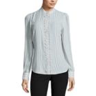 Worthington Long Sleeve Stripe Button-front Shirt-petites