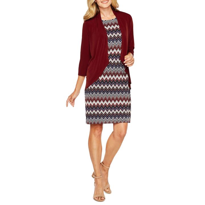 R & K Originals Elbow Sleeve Faux Jacket Dress