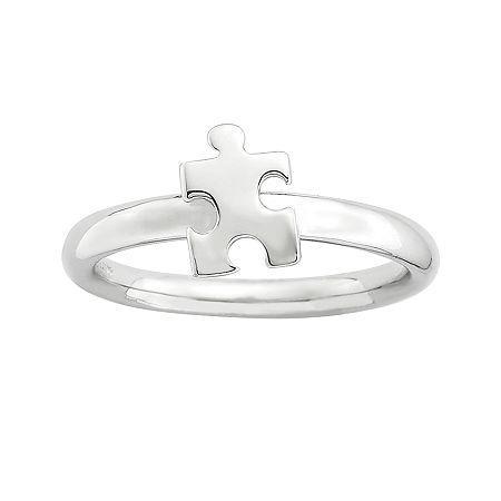 Personally Stackable Sterling Silver Puzzle Piece Ring