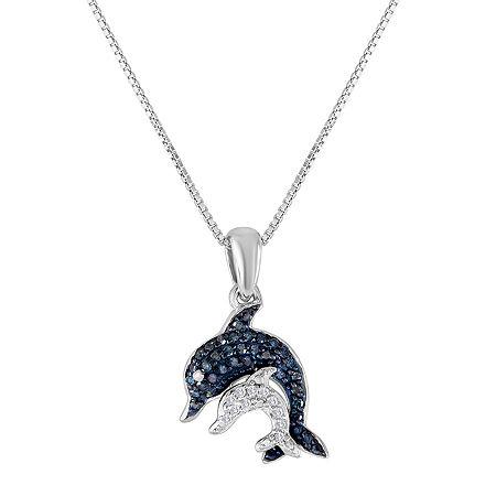 1/10 Ct. T.w. Diamond Sterling Silver Dolphin Pendant Necklace