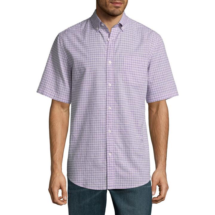 St. John's Bay Short Sleeve Checked Button-front Shirt