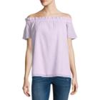 Belle + Sky Elbow Sleeve Crew Neck Gauze Blouse