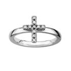1/10 Ct. T.w. Stackable Diamond Cross Ring Silver