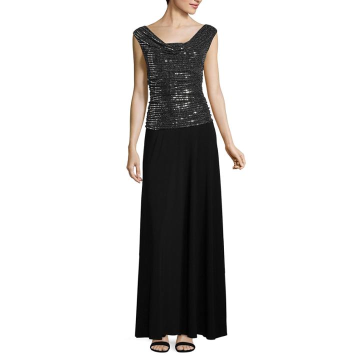 R & M Richards Sleeveless Embellished Evening Gown-petites