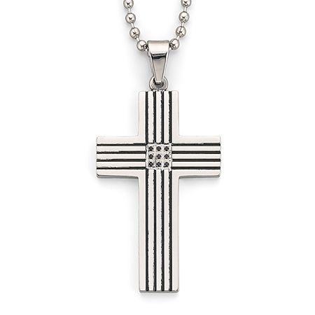 Mens Stainless Steel Cross Pendant Necklace