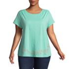 St. John's Bay Short Sleeve Embroidered Tee - Plus