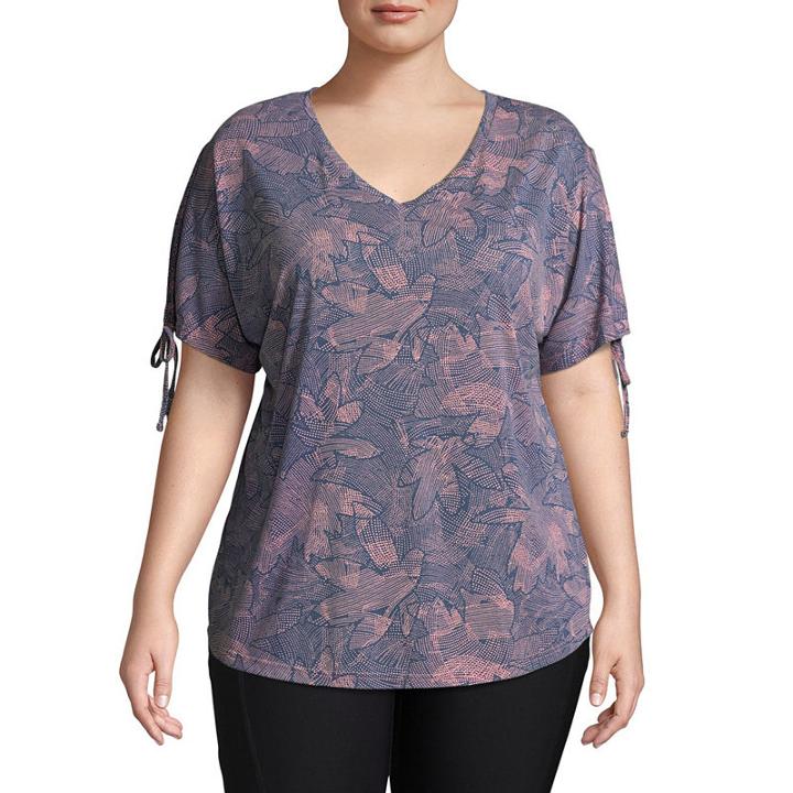 Xersion Short Sleeve Side Tie Tee - Plus