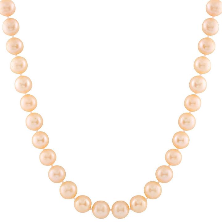 Splendid Pearls Womens 8mm Pink Cultured Freshwater Pearls 14k Gold Strand Necklace