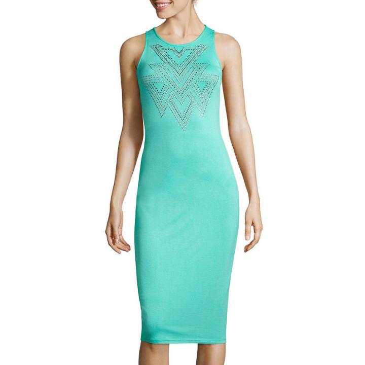 A.n.a Sleeveless Studded-neckline Midi Dress