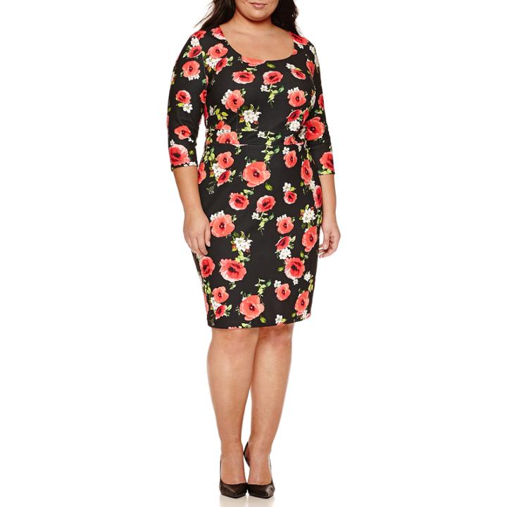 Bisou Bisou 3/4 Sleeve Sheath Dress-plus