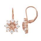 Simulated Morganite & Lab Created White Sapphire 14k Rose Gold Over Silver Earrings