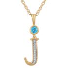 J Womens Genuine Blue Topaz 14k Gold Over Silver Pendant Necklace
