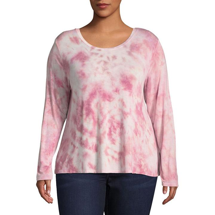 Arizona 3/4 Sleeve Round Neck Knit Blouse-juniors Plus