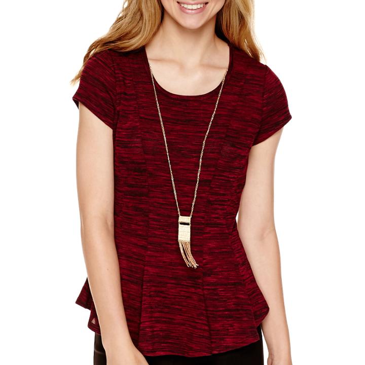 By & By Cap-sleeve Space-dyed Peplum Top