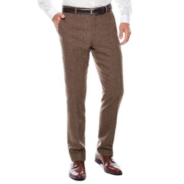 Wd. Ny Brown Twill Flat-front Suit Pants - Slim Fit