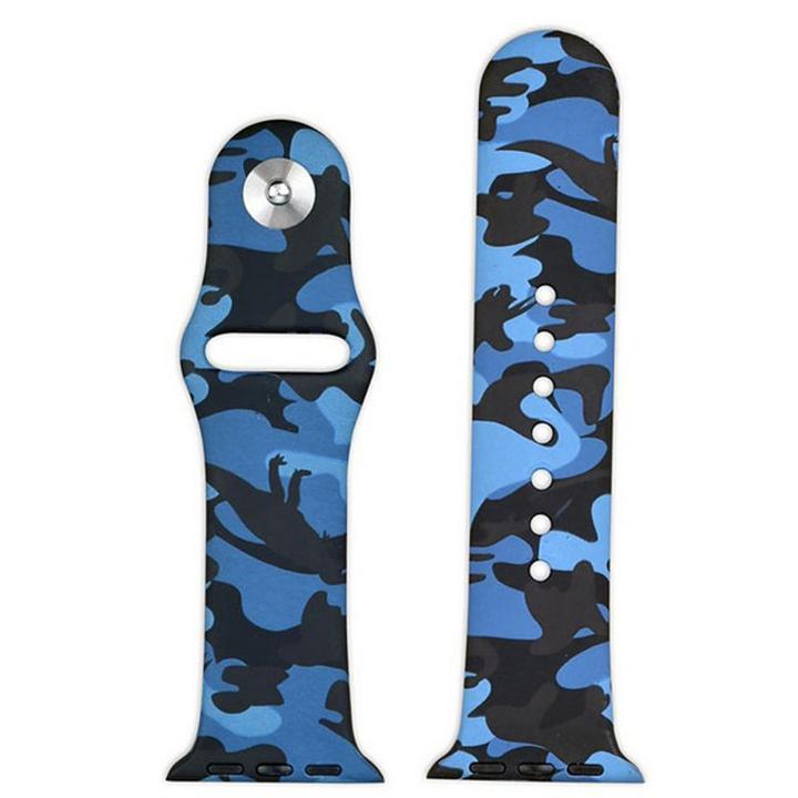 Olivia Pratt Compatible With Apple Watch Unisex Blue Watch Band-8844bluecamo38