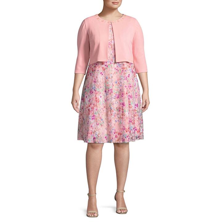 Perceptions Elbow Sleeve Jacket Dress - Plus