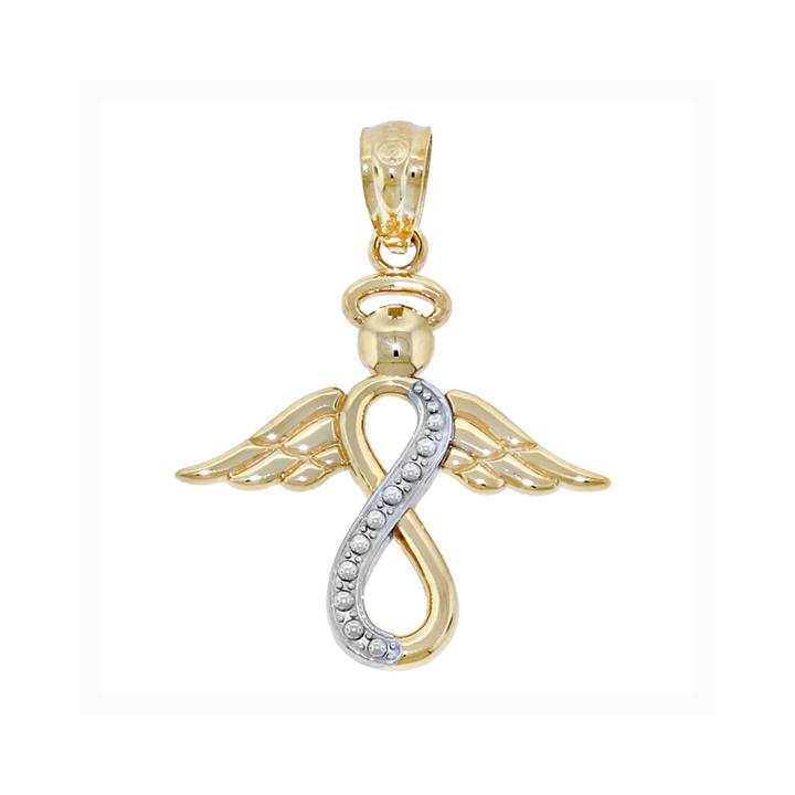 14k Two-tone Gold Infinity Angel Charm Pendant