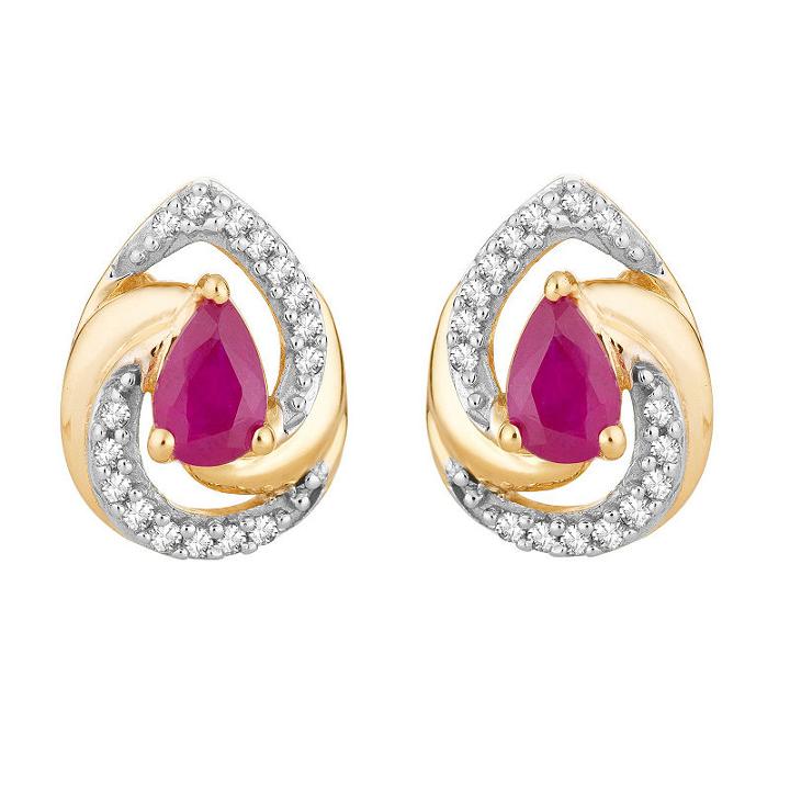 1/10 Ct. T.w. Lab Created Red Ruby 10k Gold 10.5mm Stud Earrings