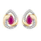 1/10 Ct. T.w. Lab Created Red Ruby 10k Gold 10.5mm Stud Earrings