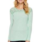 A.n.a Long-sleeve Lace Shoulder T-shirt- Petite