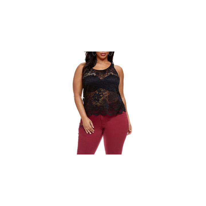 Fashion To Figure Danny Scallop Hem Lace Tank Top - Plus