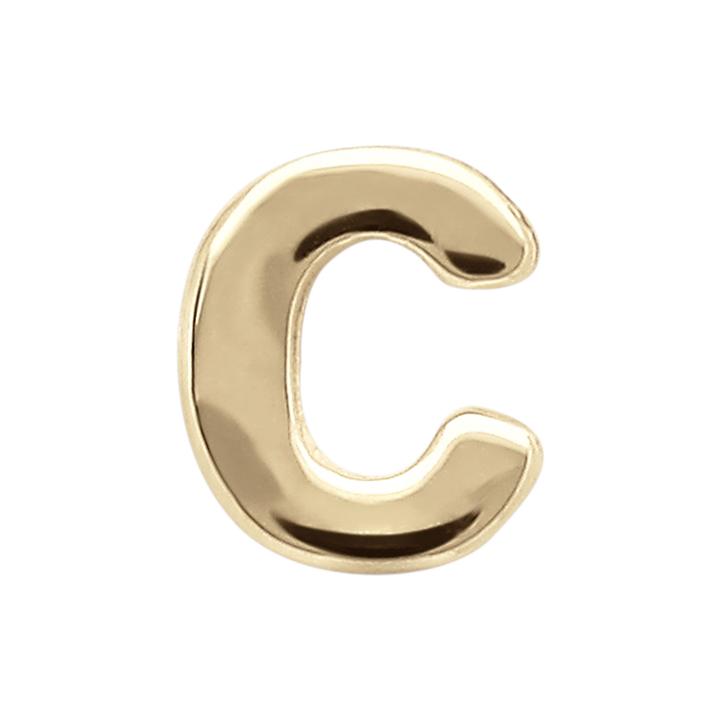Teeny Tiny 10k Yellow Gold Initial C Single Stud Earring
