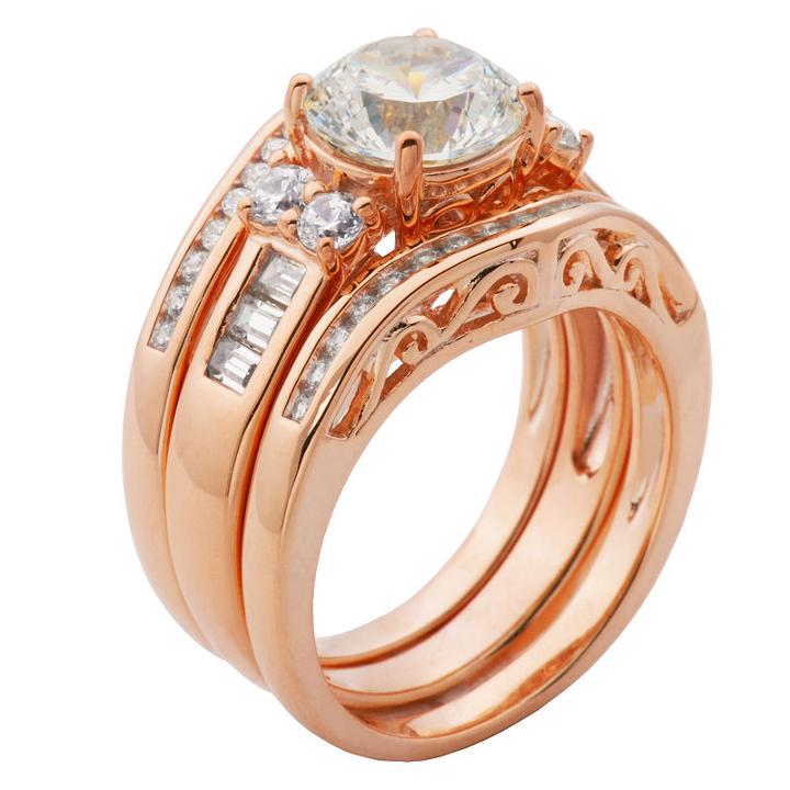 Diamonart Womens Cubic Zirconia White Bridal Set