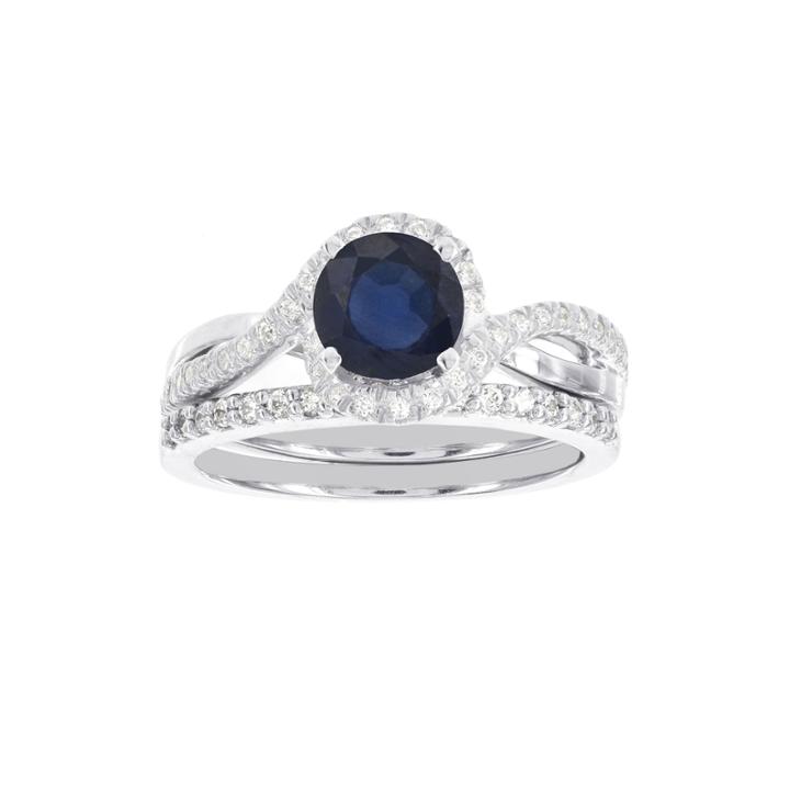Blooming Bridal 1/2 Ct. T.w. Diamond And Color-enhanced Sapphire Ring