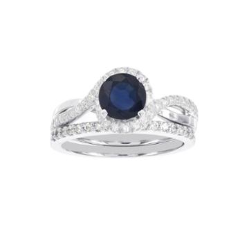 Blooming Bridal 1/2 Ct. T.w. Diamond And Color-enhanced Sapphire Ring