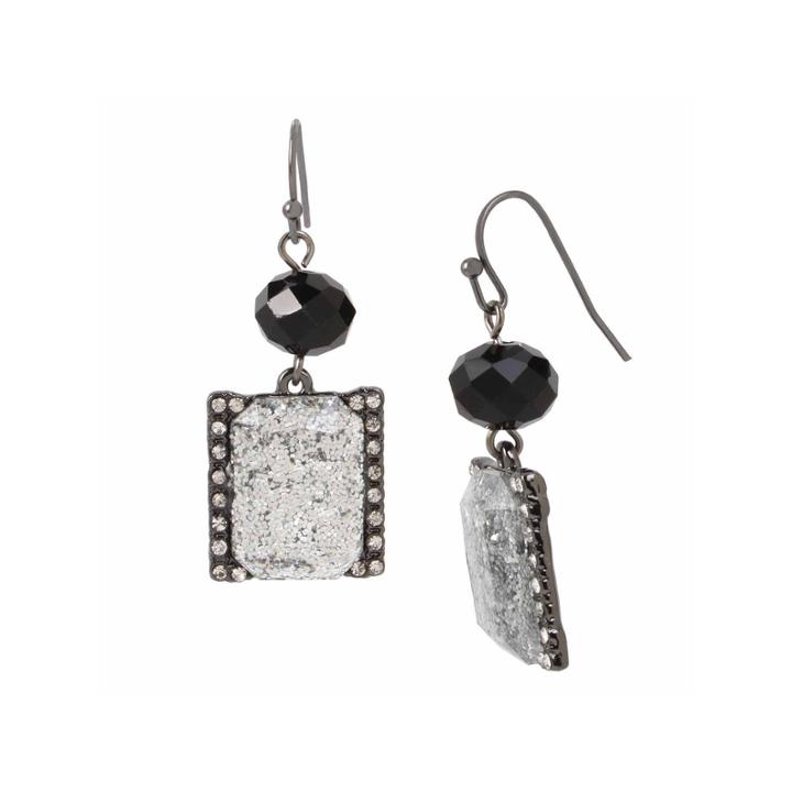 Mixit Square Glitter Drop Earrings